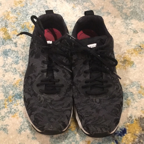 black nikes with floral print